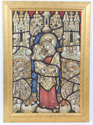 Lot 198 - Victorian watercolour stained glass window design- The Virgin and child