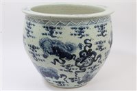 Lot 397 - 19th century Chinese blue and white fish bowl...