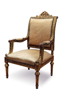 Lot 727 - 18th century style Continental gilt gesso open armchair