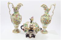 Lot 398 - Pair Victorian Coalbrookdale ewer-shaped vases...