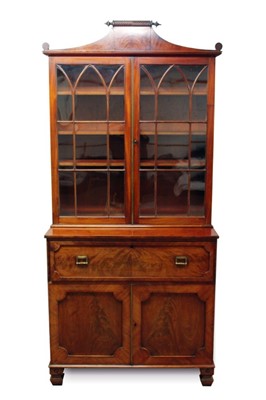 Lot 740 - Early 19th century mahogany secretaire bookcase