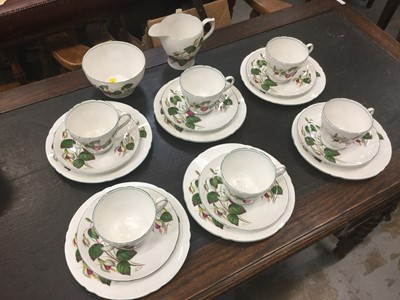 Lot 76 - Shelley six place teaset decorated with Fuscias