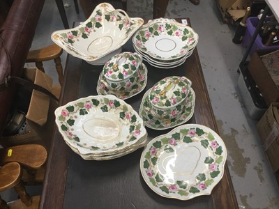 Lot 77 - Early 19th century Derby porcelain part desert service, hand decorated with roses and ivy