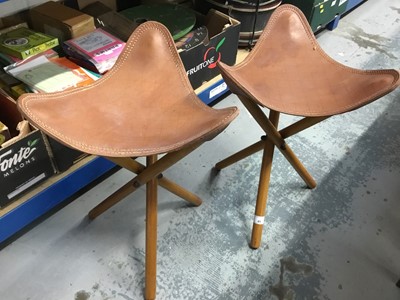 Lot 45 - Pair of Norris folding stools with leather seats
