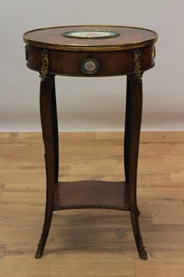 Lot 761 - 19th century French walnut and Sevres style plaque mounted side table