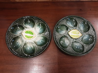 Lot 189 - Set of eight 20th century Majolica style oyster plates by St Clement, France