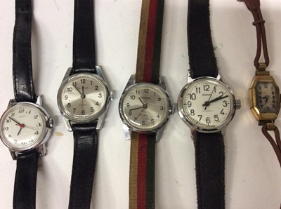 Lot 662 - Group vintage wristwatches, Sekonda stop watch and desk clock