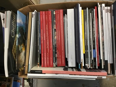 Lot 122 - Two boxes of auction catalogues and other exhibition catalogues to include Chatsworth, Christies and others