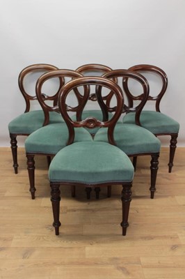 Lot 785 - Set of six Victorian mahogany balloon back dining chairs