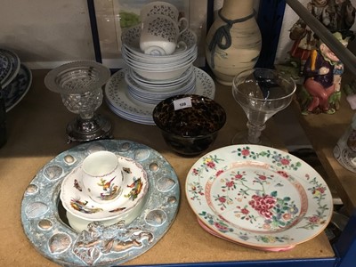 Lot 109 - Georgian glass rummer with air twist stem, 18th century Chinese plate and other assorted items