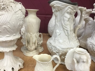 Lot 499 - Good collection of Victorian white glazed Parian ware jugs