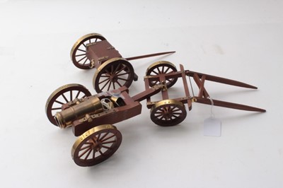 Lot 407 - Good Quality Contemporary brass and wood model of a cannon and limber