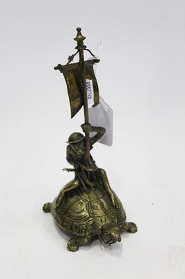 Lot 1858 - Brass monkey on tortoise hotel bell