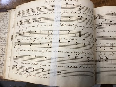 Lot 102 - Early 19th century leather bound volume of pen and ink music scores, named to William Williams 1813