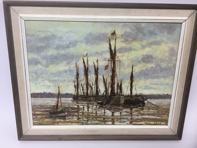 Lot 615 - Ray Allen, oil on board 'Awaiting the tide', signed, 30 x 38cm, framed