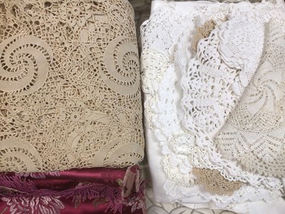 Lot 1806 - Quantity of embroidered and crocheted table linens, mats etc.