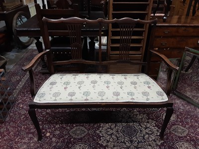 Lot 1098 - Edwardian two seater salon sofa with padded seat