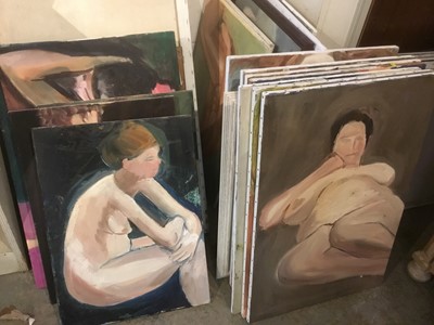 Lot 241 - Large collection of oil on canvas life study work by T. Oram (contemporary)