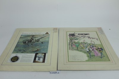 Lot 1116 - Two boxes of framed advertising items, glamour, sport and other prints, spanning 100+ years.