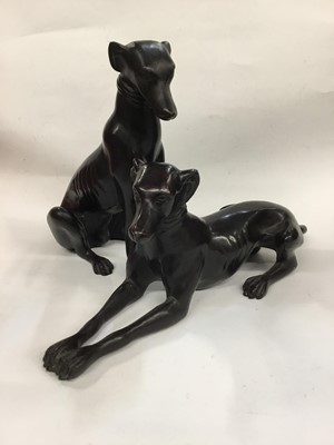 Lot 256 - Pair of contemporary bronze models of greyhounds