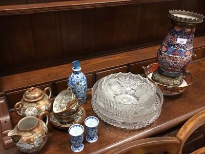 Lot 254 - 19th century Japanese Imari vase with brass mounts, Japanese teaware, glass and other decorative items