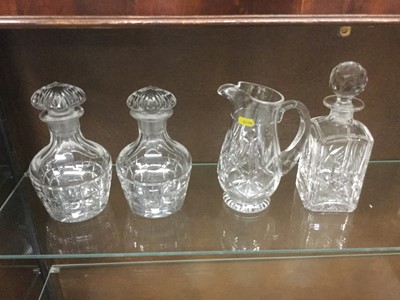 Lot 341 - Pair of cut glass decanters together with three further decanters and a cut glass water jug