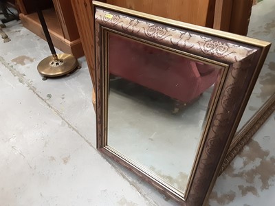 Lot 580 - Two bevelled wall mirrors and a framed print