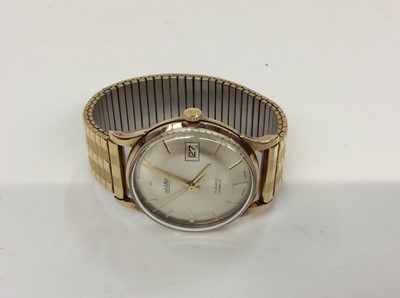 Lot 700 - 9ct gold cased Roamer wristwatch on plated expandable strap