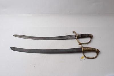 Lot 318 - 19th century French infantry sidearm with brass hilt and plain curved blade