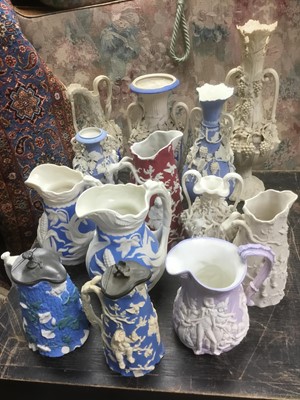 Lot 363 - Good collection of 19th century Parian vases and jugs