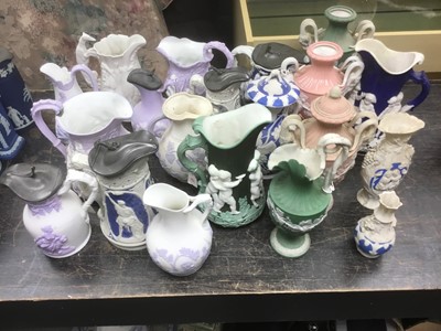 Lot 365 - Good collection of 19th century parianware jugs and vases