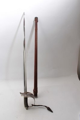Lot 324 - George V 1897 Pattern Infantry Officers' sword with etched blade in pigskin scabbard