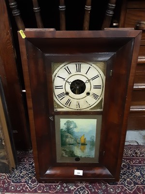 Lot 369 - American wall clock and two pictures