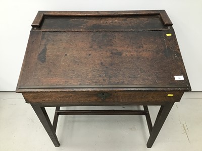 Lot 56 - Georgian oak clarks' desk with fitted interior on square taper legs