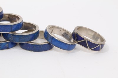 Lot 2 - Collection of 31 silver (925) and lapis lazuli rings, sizes from O to T