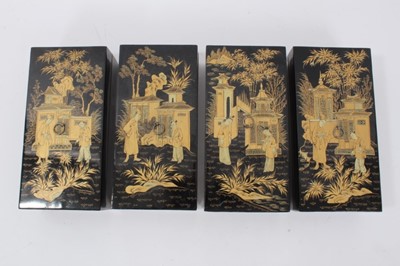 Lot 378 - Set of four 19th century black lacquer counter boxes