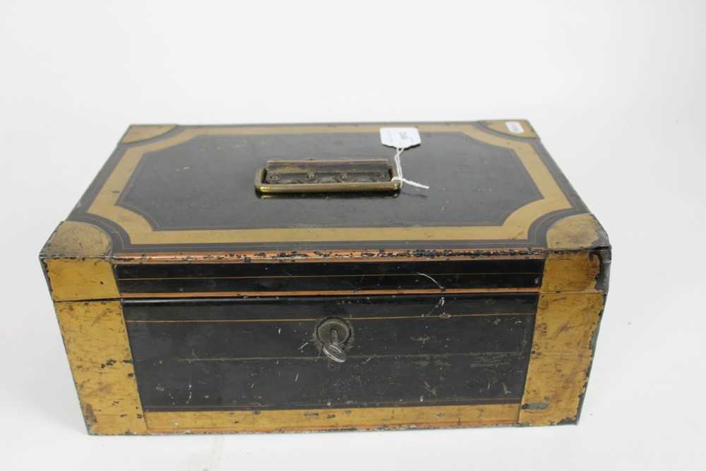 Lot 1913 - Late Victorian/Edwardian painted tin cash box, with key