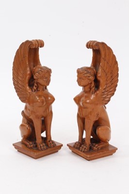 Lot 380 - Pair of good quality antique carved wood classical furniture mounts