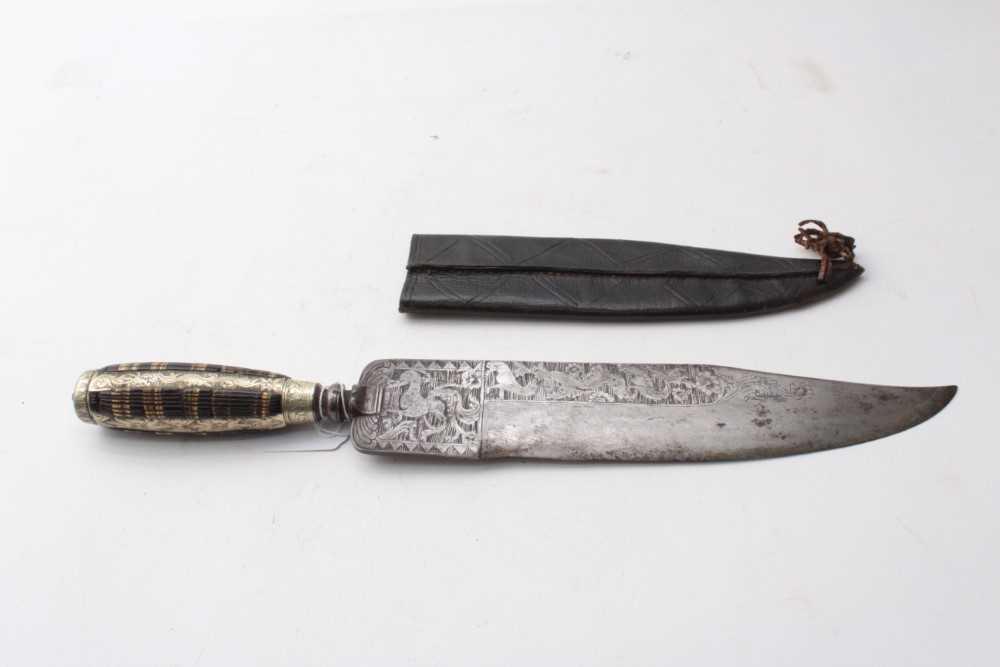Lot 331 - Fine 19th century Bowie knife with broad clipped blade