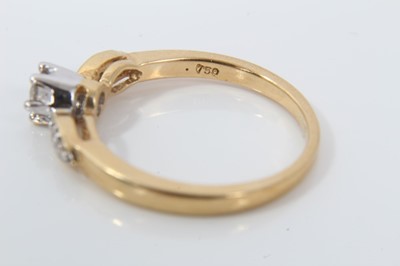 Lot 24 - 18ct gold diamond single stone ring with diamond set shoulders