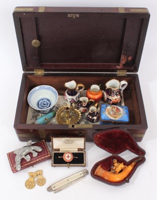 Lot 206 - Early Victorian rosewood and brass mounted instrument box