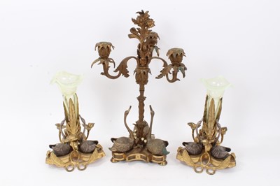 Lot 216 - 19th century gilt metal table garniture