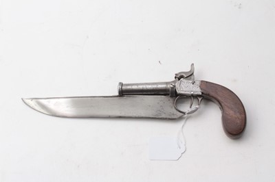 Lot 371 - Unusual Victorian percussion combined knife pistol with box lock
