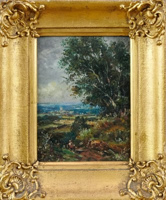 Lot 1149 - Follower of John Constable, 19th century, oil on board Dedham Vale