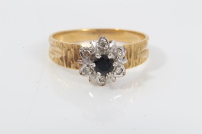 Lot 39 - 14ct gold curb link bracelet and 18ct gold sapphire and diamond cluster ring
