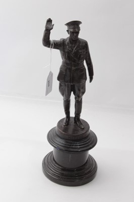 Lot 208 - Post War Bronze figure of Adolf Hitler, standing in uniform, raised on marble plinth base, 32.5cm in height