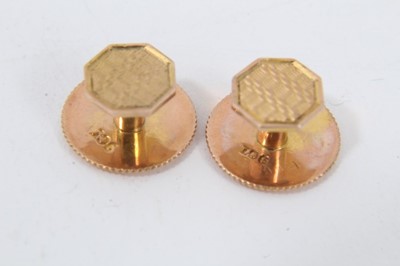 Lot 56 - Pair 18ct gold cuff links and pair 9ct gold collar studs