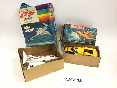 Lot 1515 - Century 21 Toys Ltd Gerry Andersons Captain Scarlet and the Mysterons Angel Aircraft in original box plus a battery operated Thunderbird 4 by J Rosenthal (Toys) Ltd also in original box (2)