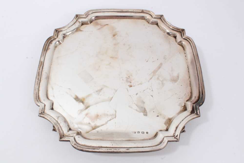 Lot 52 Silver Salver Of Square Form With Shaped Lot 52 Silver Salver Of Square Form With Shaped