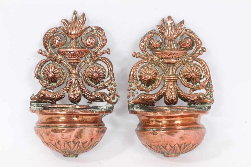 Lot 215 - Pair of 18th century Continental copper holy water stoups